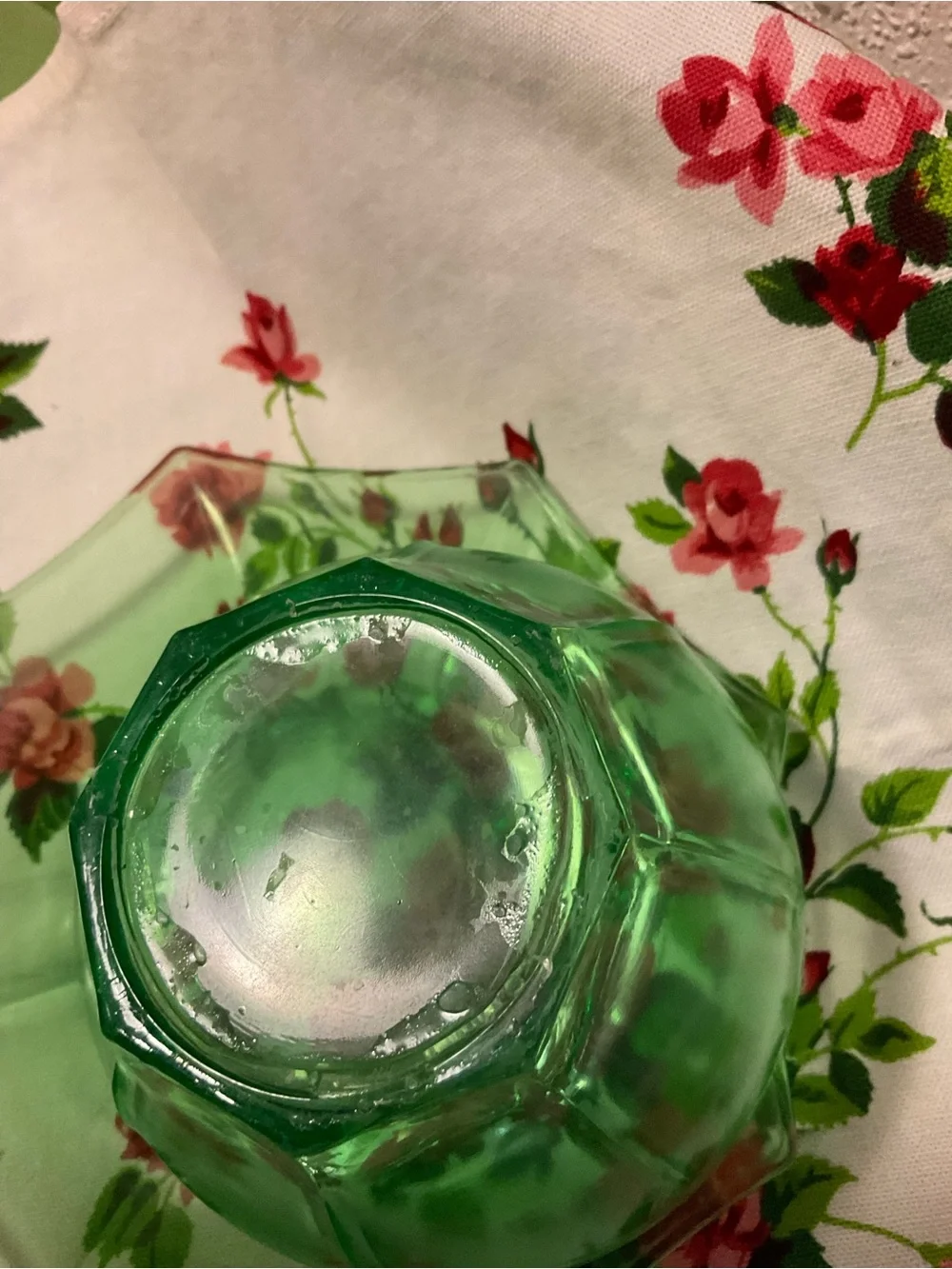 Vintage Uranium Vaseline Green Glass Bowl and saucer